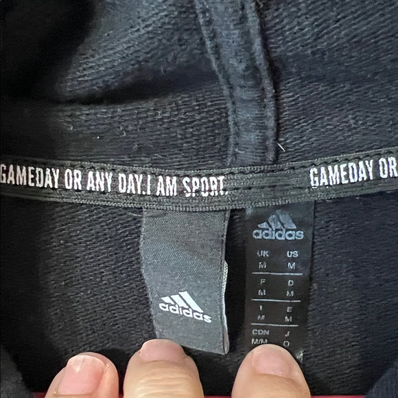 Adidas Men's Black Hoodie with White Logo - Picture 2 of 3